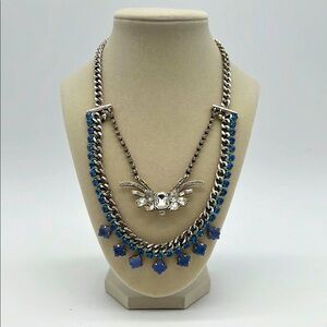 Elegant Charming Charlie Silver-Toned and Blue Statement Jewelry Necklace
